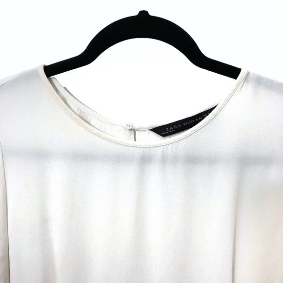 Zara Solid Black White Color Block Long Sleeve Sheath Dress M - Picture 4 of 8